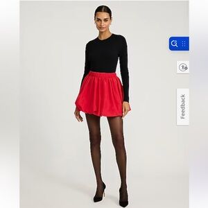 NWT EXPRESS Silky Bubble Hem Elastic Waist Mini Skirt - Racing Red - XS